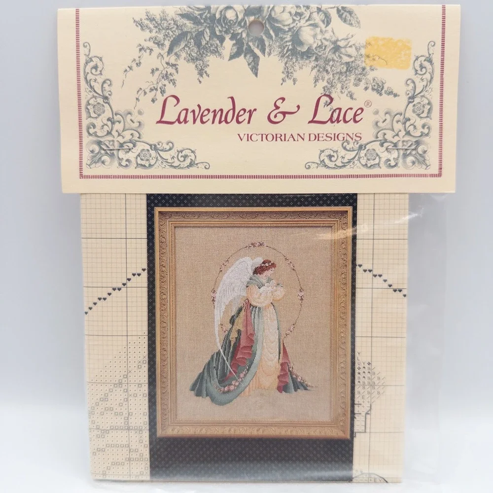 Vintage Lavender & Lace Guardian Angel NIP Cross Stitch Pattern L&L 18 Victorian